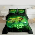 thumbnail image 2 of Homewish Gradient Green Gamepads Boy 3-Piece Full Size Comforter Sets,Video Game Bedding Comforter Set,Geometric Honeycomb Lightweight Bedding Sets,Breathable Home Decor,Reversible, 2 of 8
