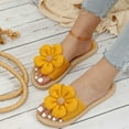 thumbnail image 6 of Women's Summer New Casual Flat Flat Big Flowers To Wear Flat Beach Slippers Sandals for Women 2025 Yellow 38, 6 of 8