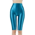 thumbnail image 3 of Mallas cortas de 2 piezas falsas brillantes al óleo para mujer, pantalones cortos de gimnasia, pantalones cortos de Ballet, mallas elásticas de cintura alta para motorista, Yoga, Fitness y deportes, 3 of 4