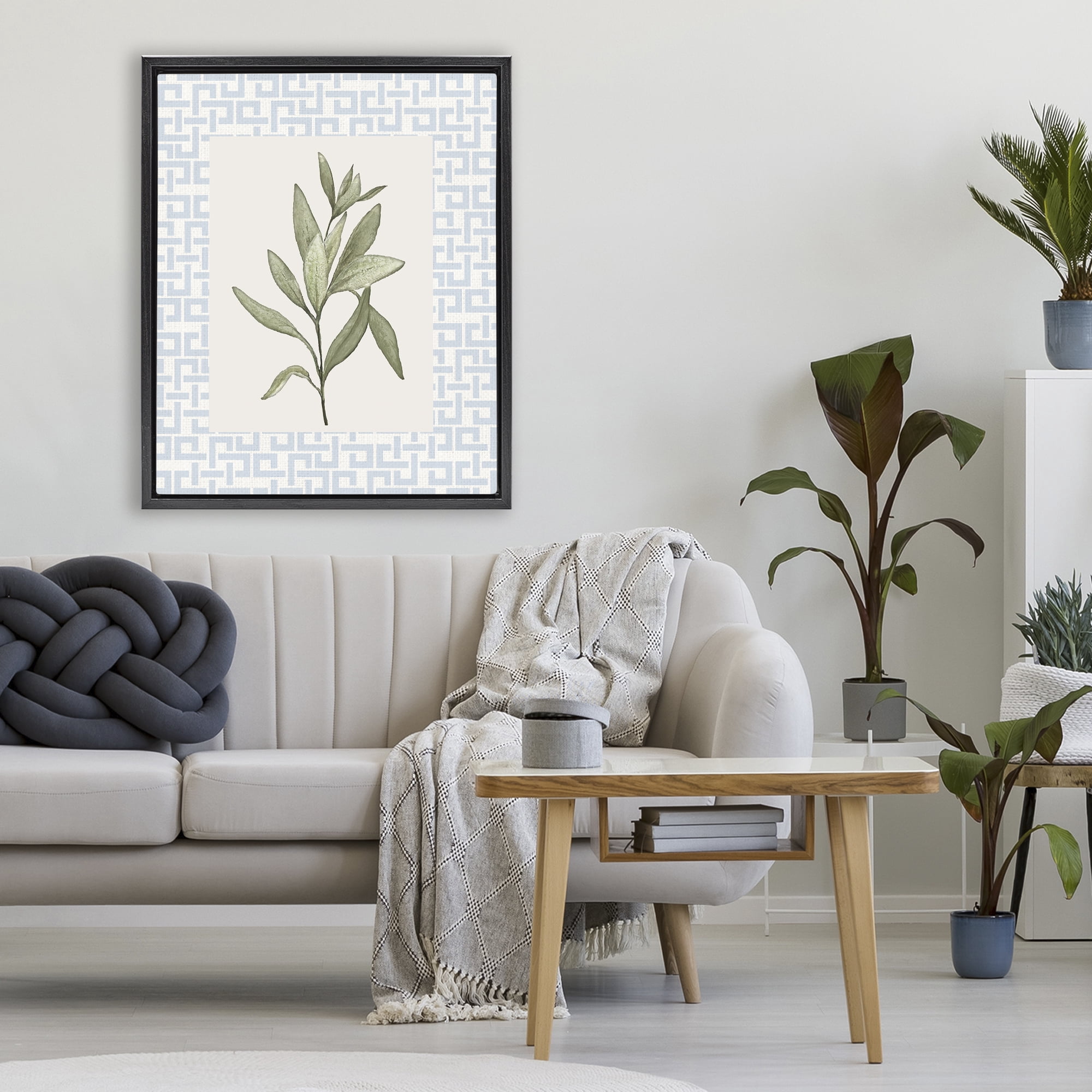 Stupell Industries Leafy Fresh Herb Black Framed Floater Canvas Wall Art, design by Diannart