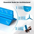 thumbnail image 2 of RUseeN Architectural Scale Ruler, 12” Imperial Aluminum Alloy Metal Architecture Measuring Tools, Engineering Drafting Construction Drawing Blueprints Triangular Architect Scaling Rulers (Blue), 2 of 7