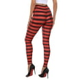 thumbnail image 5 of HDE Trendy Design Workout Leggings Fun Fashion Graphic Printed Cute Patterns Black and Red Horizontal Stripes - M, 5 of 6