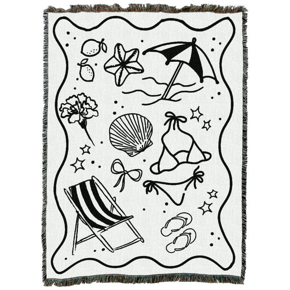 Pure Country Weavers Slice Of Sea Life In Black Large Tapestry Throw Woven from Cotton - Made in The USA (72x54)