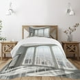 thumbnail image 3 of Ambesonne Urban Quilted Bedspread Set 2 Pcs, Sunset in New York City, Twin Size, White and Eggshell, 3 of 6