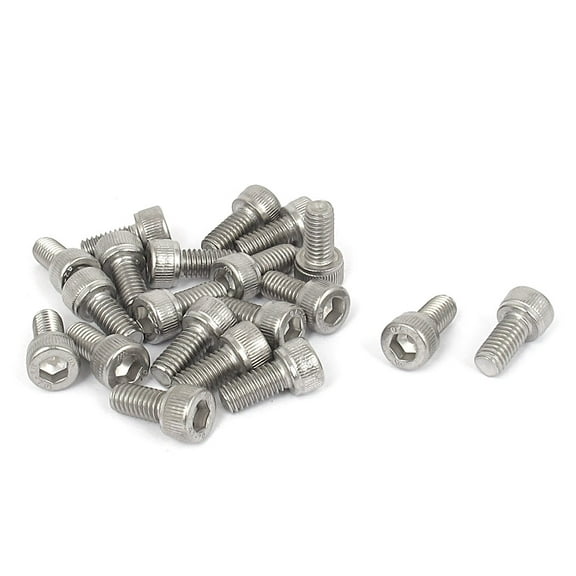 Unique Bargains M6x12mm Thread 304 Stainless Steel Hex Bolt Socket Head Cap Screws 20Pcs