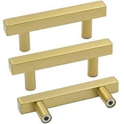 Goldenwarm 10 Pack Gold Cabinet Pulls Kitchen Hardware Square Cabinet Handles Door Handles Bathroom Furniture Pulls 3 inch Hole Centers