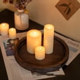 thumbnail image 2 of Round Wood Candle Tray Rustic Wooden Candle Holder Distressed Pillar Stand Farmhouse Tea Light Plate Base for Living Room Coffee Table Centerpiece for Kitchen Counter Bathroom Home Decor, 2 of 7