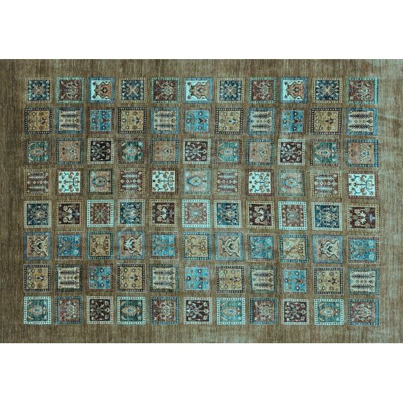 Ahgly Company Indoor Rectangle Abstract Light Blue Modern Area Rugs, 7' x 9'