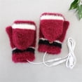 thumbnail image 6 of Idoravan Heated Gloves for Men Women Rechargeable ,USB Winter Men Women Fashion Cold Warm Heating Windproof Half Bare Finger Knit Gloves Wine, 6 of 9