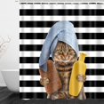 thumbnail image 2 of Juego de cortina de ducha impermeable con diseño de gatito, 71 x 71 pulgadas, con 12 ganchos, cortina de ducha de tela para baño, cortina de bañera de tela, resistente al moho, secado rápido, dobladi, 2 of 5