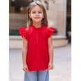 thumbnail image 7 of Arshiner Girls Ruffle Short Sleeve Shirts Cute Summer Frill Neck Pleated Textured Blouse Tops, 7 of 7