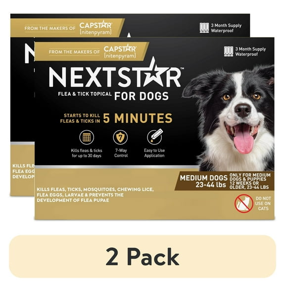 (2 pack) NEXTSTAR Flea & Tick Topical Prevention for Dogs 23-44 lbs, 3-Month Supply