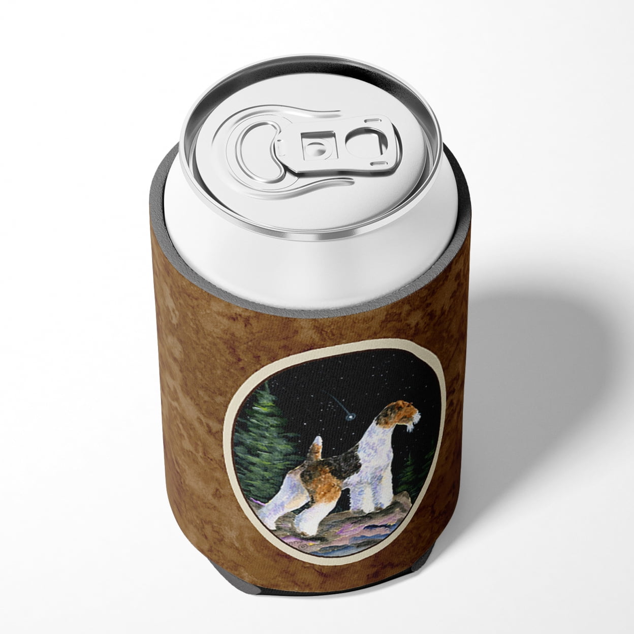 Carolines Treasures SS8500CC Starry Night Fox Terrier Can or Bottle Hugger Can Hugger multicolor