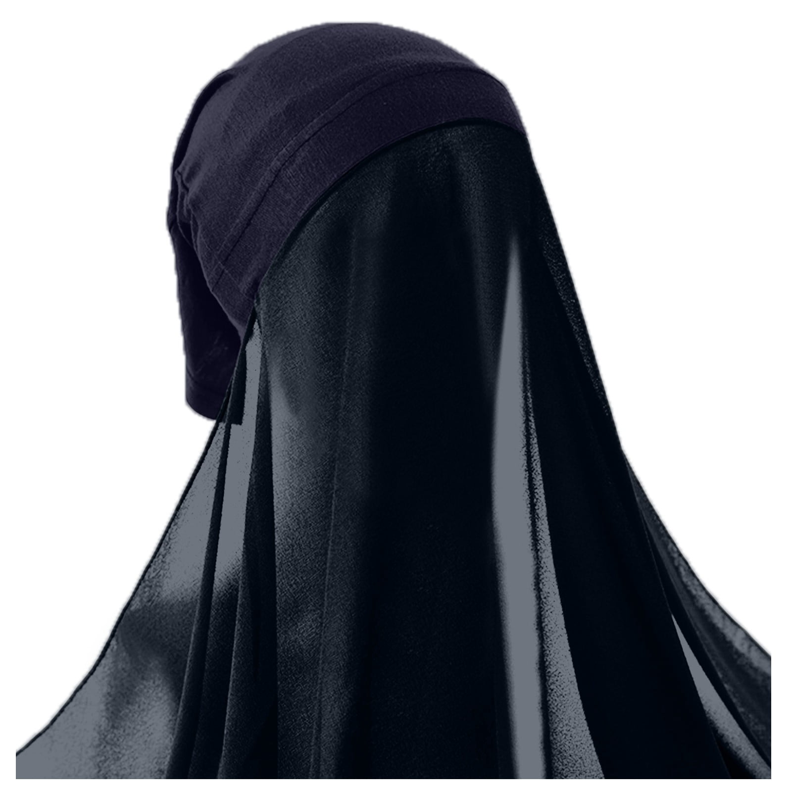 Écharpe Longue Hijab Bleu Marine - Tissu Léger, Motif Floral, Style élégant - Neuf Avec étiquettes