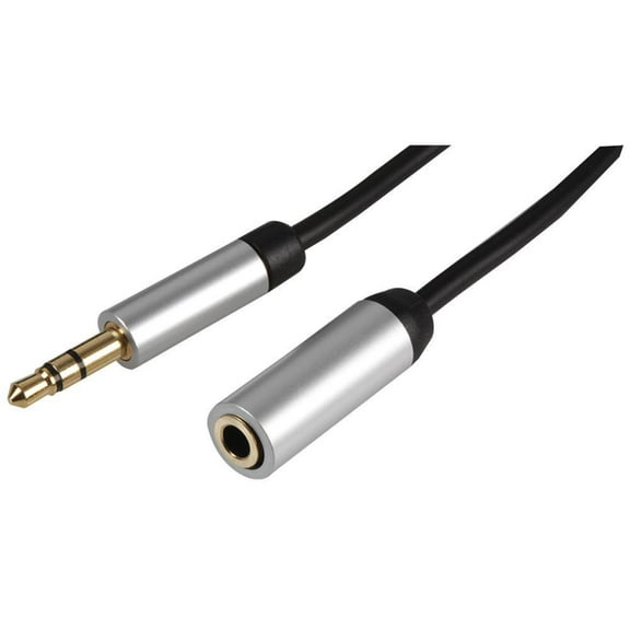 PRO SIGNAL 3.5mm Stereo Jack Slim Extension Lead with Aluminium Headshells 0.5m