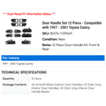 thumbnail image 2 of Door Handle Set 12 Piece - Compatible with 1997 - 2001 Toyota Camry 1998 1999 2000, 2 of 2