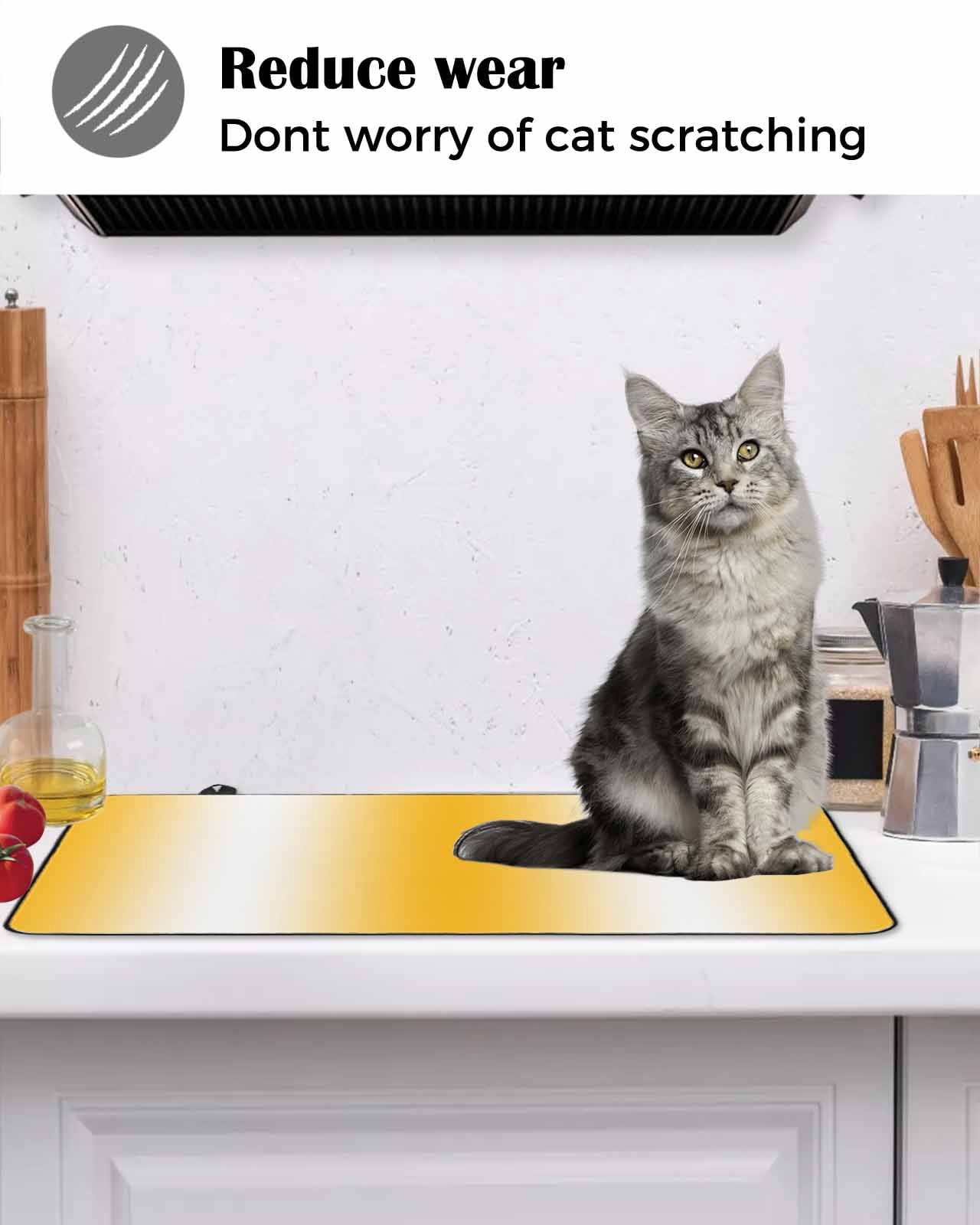 nqOlkjepod Large Induction Cooktop Protector Mat 24"x21", Yellow White Ombre Stove Top Covers for Electric Stove, Modern Gradient Minimalist Aesthetic Stove Burner Cover Mats, Glass Top Stove Cover