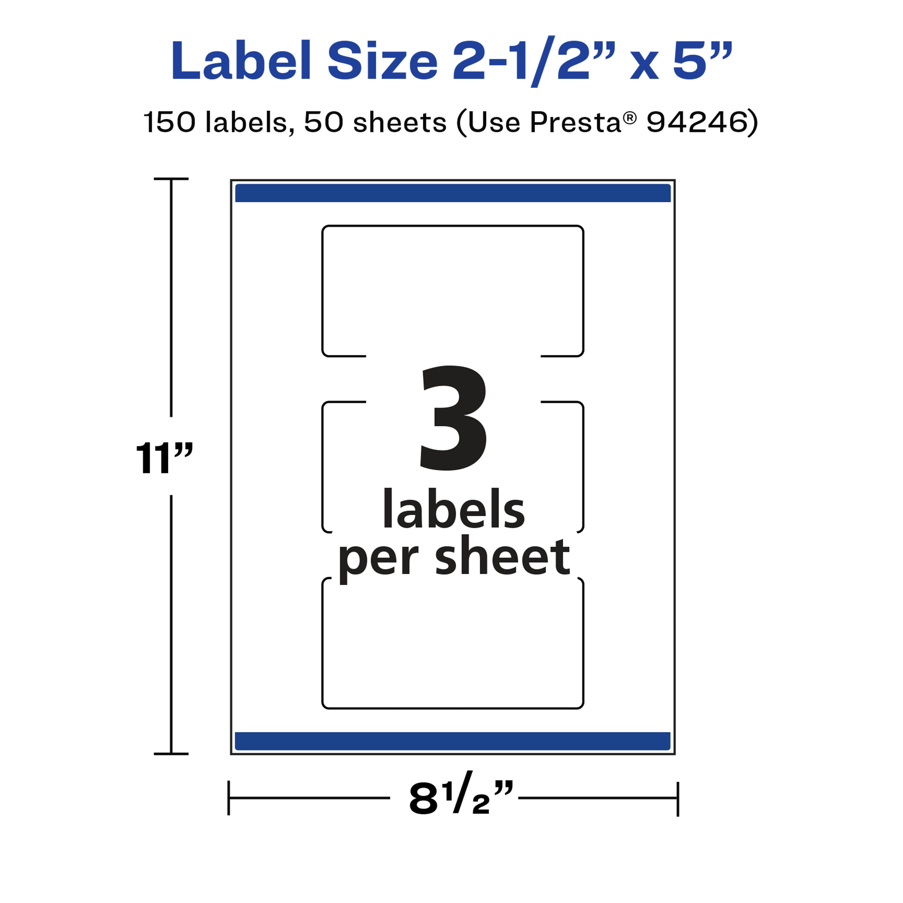 Avery Glossy White Rectangle Labels, 2.5" x 5", 150 Total