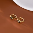 thumbnail image 4 of Solid 925 Sterling Silver Daisy Flower Hoop Earrings Huggie for Women Teens Black Flower Hoop Earrings Spring Cartilage Helix Earrings, 4 of 12