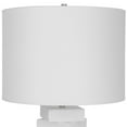 thumbnail image 3 of Maklaine Contemporary Rice Stone and Linen Geometric Table Lamp in White, 3 of 7