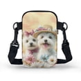thumbnail image 2 of HELLHERO West Highland Terriers Daisies Shoulder Bag Polyester 2 Zippers Adjustable Shoulder Strap Crossbody Bag for Travel, Outdoor and Daily Use, 2 of 7