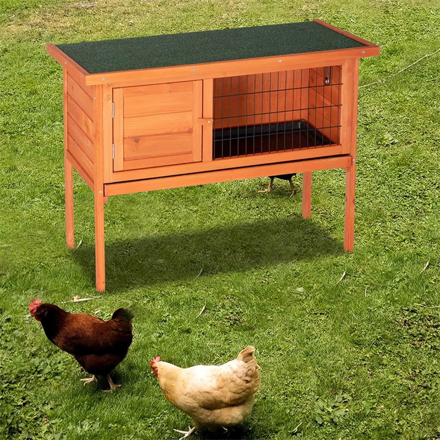 Pefilos 36 Inch Single Rabbit Hutch Deck Waterproof Wooden Bunny Cage Hen House Pet Animal Poultry Cage, Orange Pefilos 36 Inch Single Rabbit Hutch Deck Waterproof Wooden Bunny Cage Hen House Pet Animal Poultry Cage, Orange