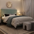 thumbnail image 2 of Amolife Full Bed Frame, Platform Bed Frame with Upholstered Adjustable Headboard, Ice Blue, Nubby Fabric, 2 of 14