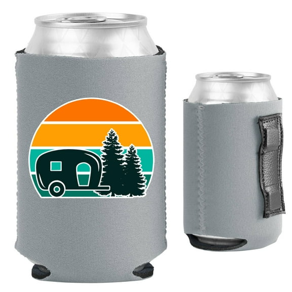 Retro Camper Magnetic Can Coolie (Gray)