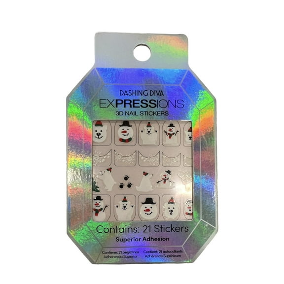 Dashing Diva Expressions 3D Nail Stickers, Tundra Fun, 21 Stickers