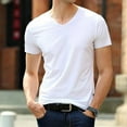 thumbnail image 1 of Japan Short Sleeve Men\'S Ice Silk Trackless T-Shirt V-Neck Slim Short Sleeve, 1 of 7
