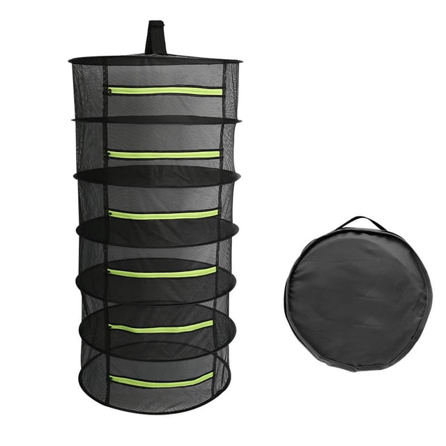 Toystoory Estante de secado de hierbas, red de 4/6 capas, secador de hierbas, estante colgante de malla negra con cremallera Jardín y Patio No.2 Toystoory HA026283-02