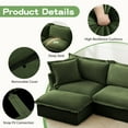 thumbnail image 4 of Cloud Couch Sectional, U-Shape 4-Seater Sofa with Deep Seats & French Edges, Green Living Room Couch with Big Pillows, Soft Chenille Fabric, Comfy Wide Sofa for Apartment, 4 of 15