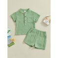 thumbnail image 3 of Musuos Boys Summer 2PCS Shorts Sets 6M 12M 18M 24M 3Y 4Y Short Sleeve Button Up Tops and Solid Color Shorts Sets, 3 of 10