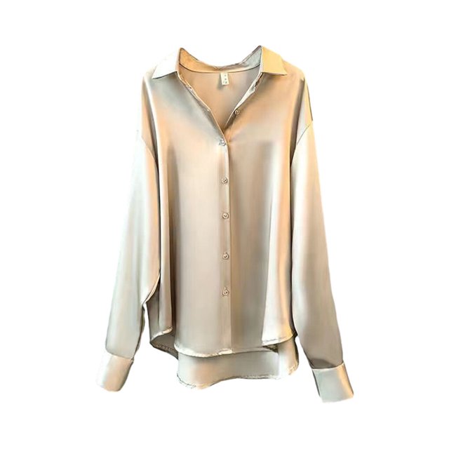Chemise Boutonnée Style Décontracté pour Femmes Voyage Randonnée Travail Réunion Polyester Blouse à Revers Manches Longues Vêtements Vêtements Champagne Abricot P