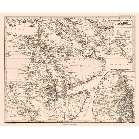 Historic Map - North Africa Arabia - Steilers 1881 - Vintage Wall Art