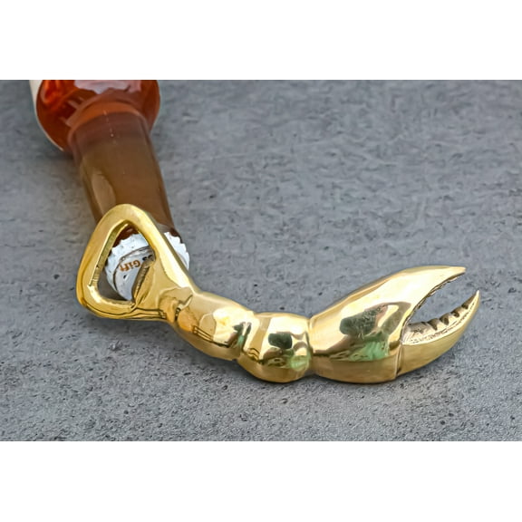 Solid Brass Nautical Marine Cajun Lobster Claw Hand Beer Bottle Cap Opener