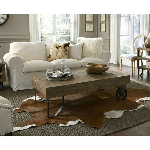 Rectangular Thick Wood Top Coffee Table, Thick Wood Top Coffee Table