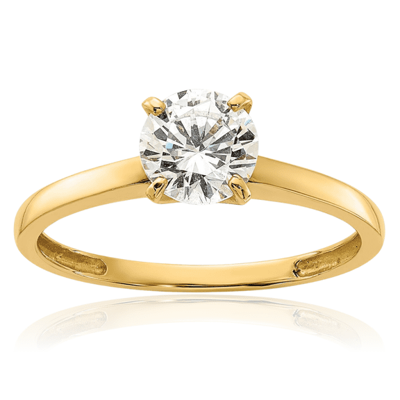 10K Solid Yellow Gold Round Cubic Zirconia CZ Solitaire Engagement Ring