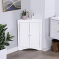 thumbnail image 3 of Hassch Floor Corner Cabinet with 2 Doors and Adjustable Shelves, Free-Standing Corner Storage Cabinets for Bathroom, Kitchen, Living Room or Bedroom, White, 3 of 8