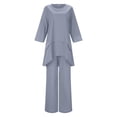 thumbnail image 4 of Fgnfyis S S Ensemble Deux Pièces pour Femmes, Col Rond, Couleur Unie, Imitation Coton, Mode Décontractée, Grande Taille, Manches Longues Irrégulières, Pantalon Grand, Gri, 4 of 8