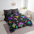 thumbnail image 3 of Feelyou Neon Jungle Mushroom Twin Bedding Sets 7-Piece, Dreamy Glitter Stars Bedding Comforter Set, Cartoon Plant Botanical Reversible Sheet Sets, Super Cozy Room Decor, 3 of 7