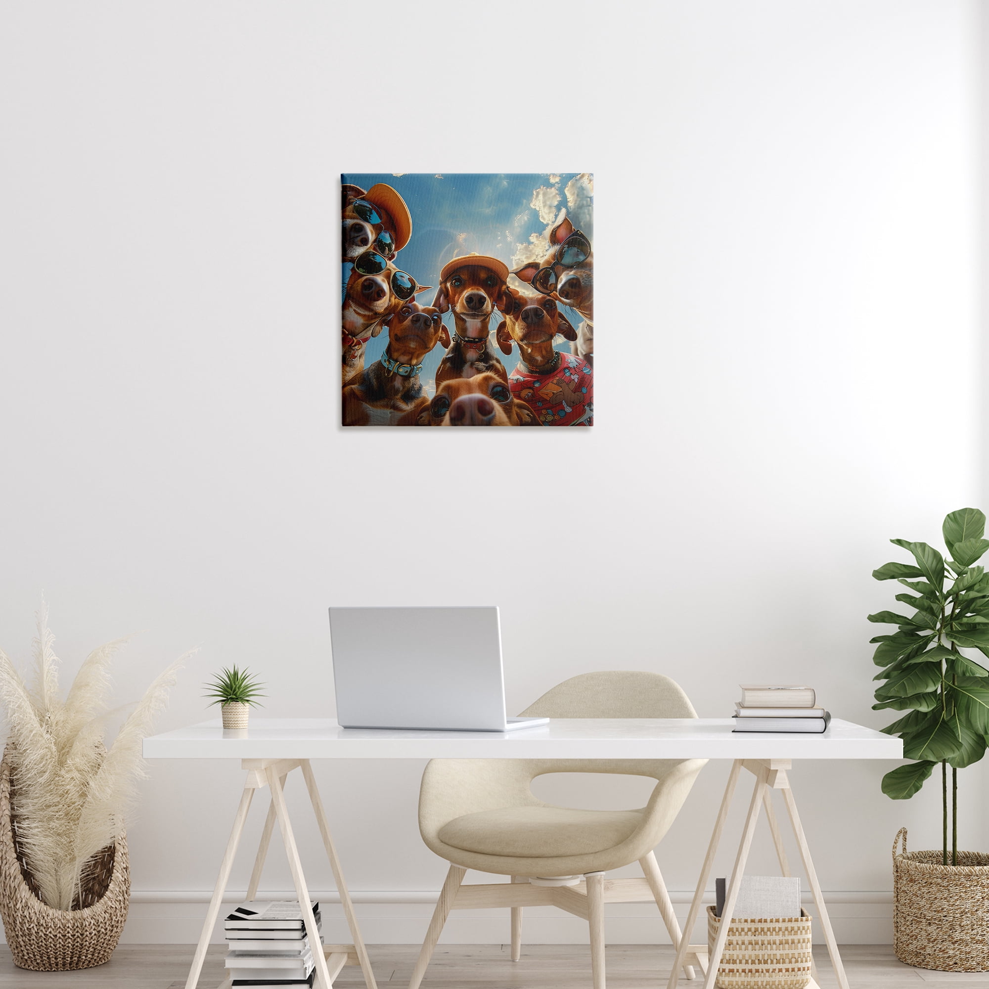 Stupell Industries Funny Wiener Dog Selfie Novelty & Humor Painting Wrapped Canvas Art Print Wall Art, 24 x 24