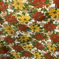 Lilly Craft Yellow and Red Poinsettia Poly Cotton Fabric - Sold by the Yard - 58" / 59"