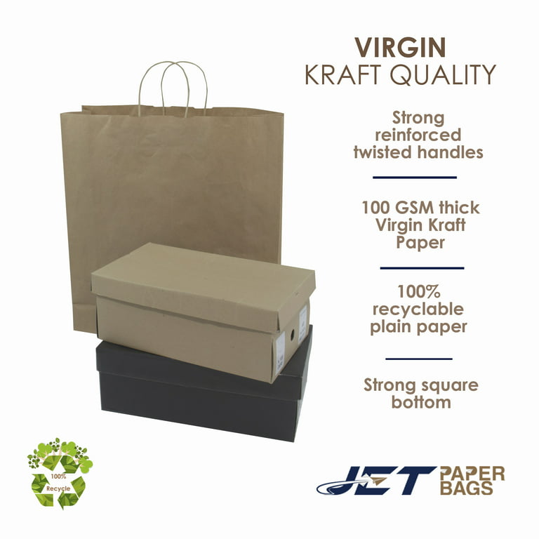 [25 Pcs] Large Brown Kraft Paper Bags with Handles 18 inchx7 inchx18 inch H - Jumbo Paper Bags, Cargo Shopping Bags, Retail Bags, Take-Out Bags, Gift