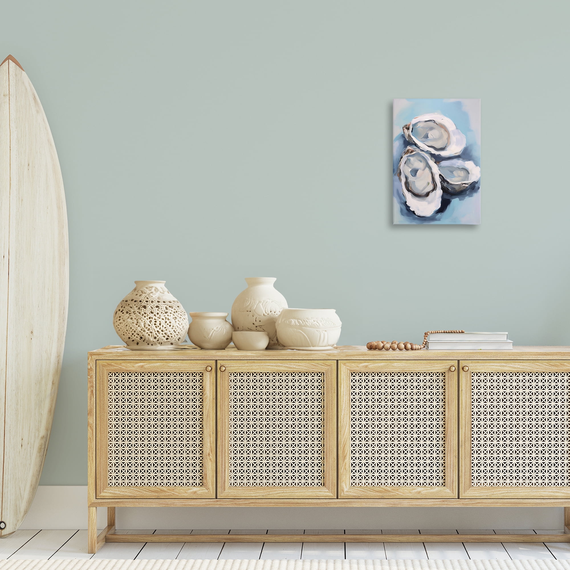 Stupell Industries Three Oyster Seashells Animals & Insects Painting Gallery Wrapped Canvas Art Print Wall Art, 16 x 24