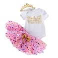 thumbnail image 2 of SONGGE Girls Birthday Party Outfit Sets Short Sleeve O-Neck Romper Dress With Hair Cute Toddler Celebration Cartoon Stylish Clothes Sets, 2 of 4