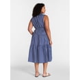 thumbnail image 2 of Terra & Sky Women's Plus Sleeveless Midi Shirt Dress, Sizes 0X - 5X, 2 of 4