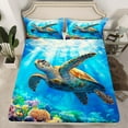 thumbnail image 2 of Erosebridal 3D Sea Turtle Twin Sheet Sets, Underwater World Bed Sheets Twin, Marine Coral Bedding Twin Size, Super Cozy Room Decor, 3 Pieces, 2 of 7