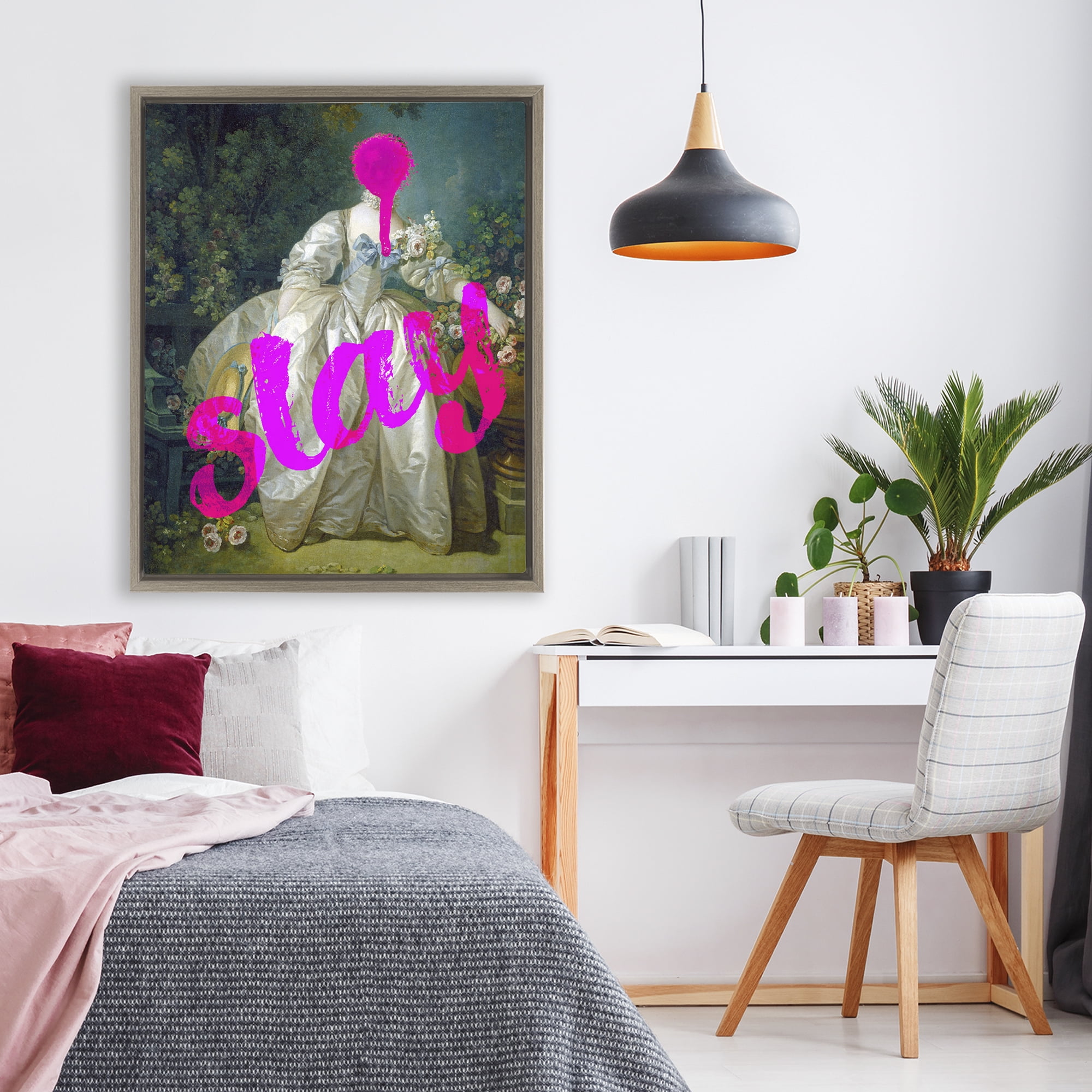 Slay Classical Baroque Gown Brown Framed Floater Canvas Wall Art, design by Lil' Rue