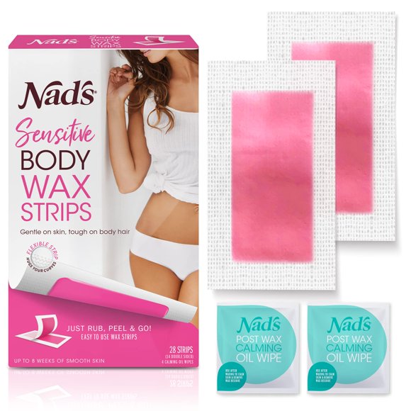 Tiras de cera Nad's Body para pieles sensibles con 28 tiras